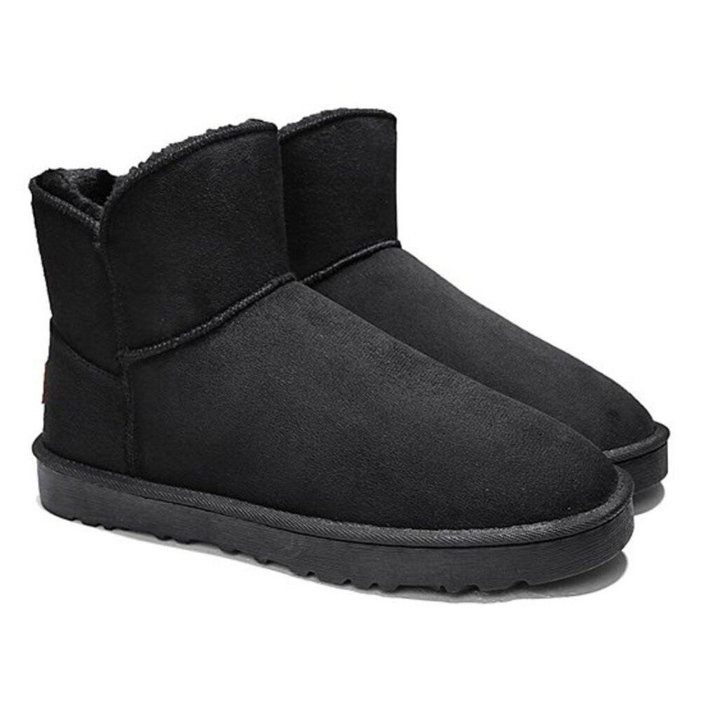 Pattrily Black Furry-Lined Outdoor Ankle Boots